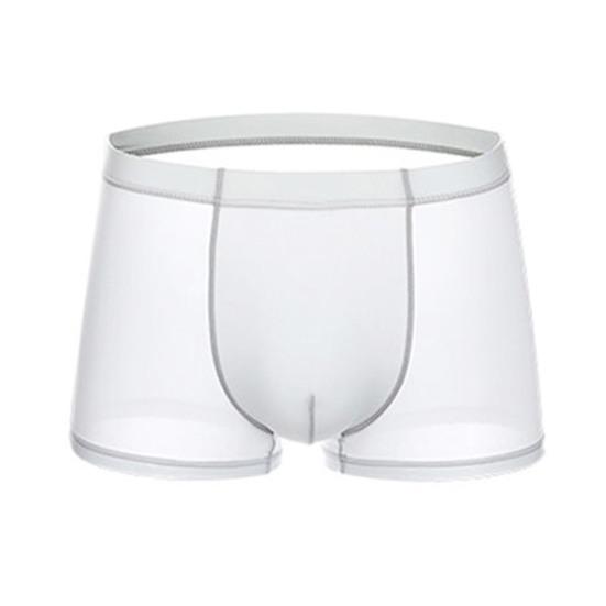 Men Boxer Underwear Mid-rise Elastic Waistband Short Briefs Breathable Smooth Lines Solid Color