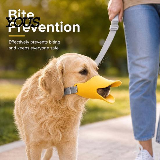 Gentle Mouth Guard for Puppies Dog Duckbill Muzzle, Soft Silicone Anti-Bite Cover, Adjustable Anti-Barking Safe Muzzle Vet Visits Small