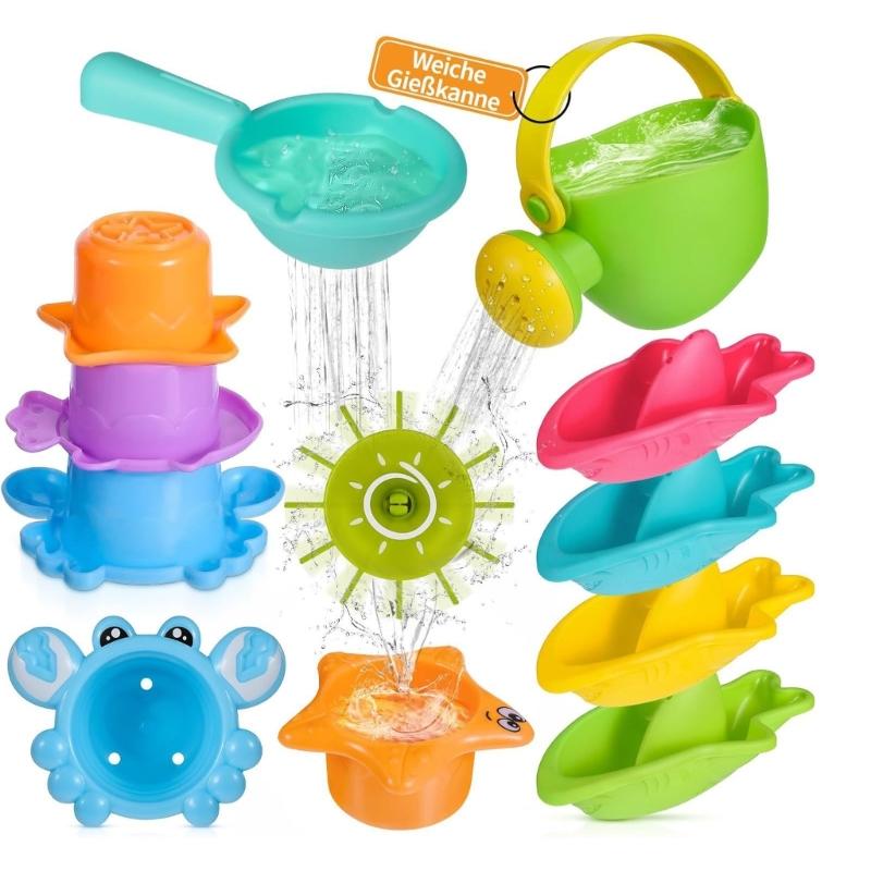 Colorful Kids Water Play Toy Set With Animal Cups Watering Can And Scoops Swimming Pool Beach Toy For Pool Bath Time Fun