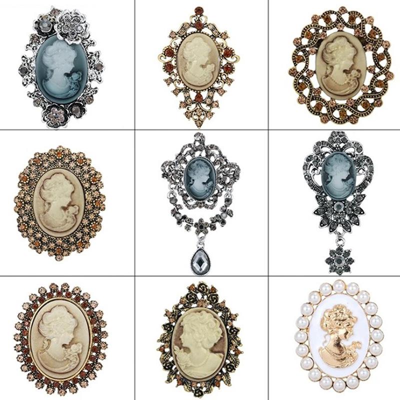  Cameo Vintage Brooches For Women Queen'S Cameo Beauty