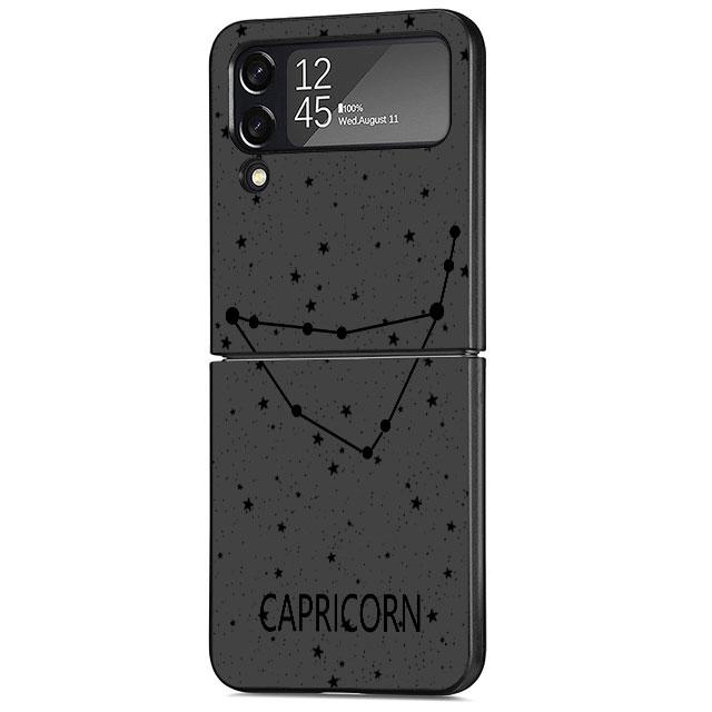 Twelve Constellations Case For Samsung Galaxy Z Flip 3 4 5G Black Hard PC Phone Housing Z Flip4 Luxury Coque Shell