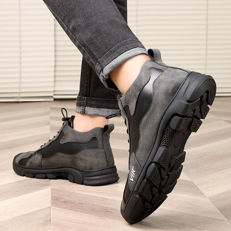 Cotton shoes men's winter leather wool non-slip and warm high-top outdoor casual i shoes cotton boots with thick soles and thick soles