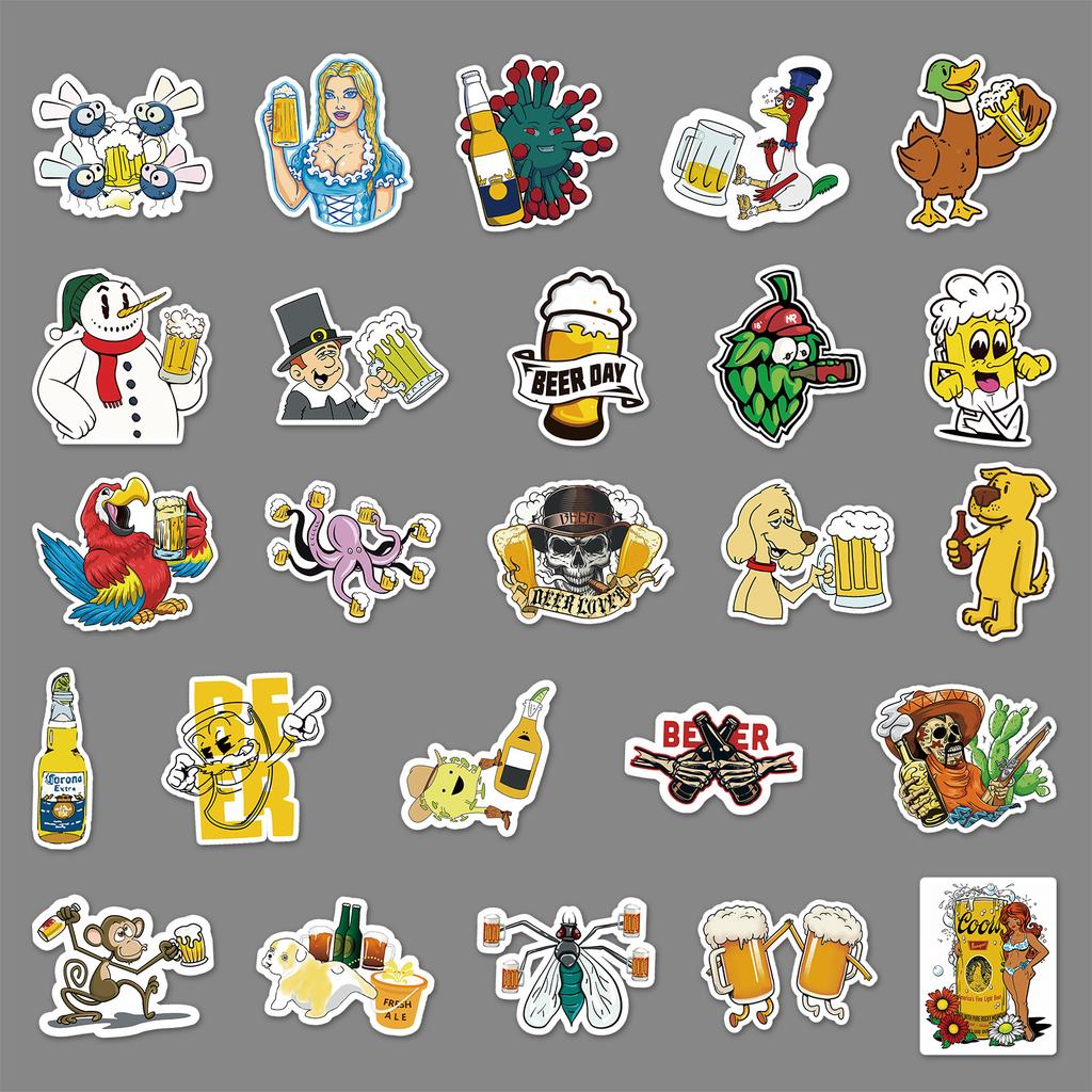 50 Beer Doodle Personality Spoof Creative Trend DIY Suitcase Mobile Water Cup Car Stickers