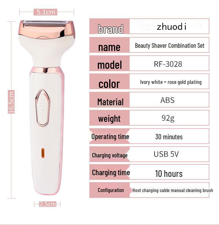 Women's Four-in-One USB Rechargeable Electric Shaver for Legs, Armpits, and Pubic Hair
