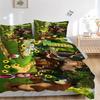Custom Name Bear Sunflowers Forest Print 3Pcs Bedding Set Duvet Cover With 2 Bedro Pillowcase Home Birthday Gift