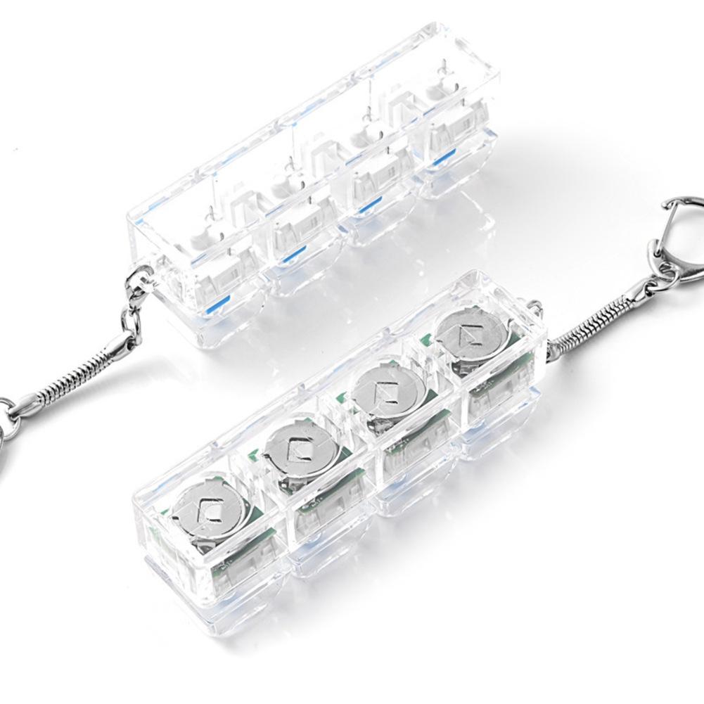 2pcs LED Keyboard Keychain Fidget Toys 4 Keys Keyboard Keycaps Fidget Toy Party Stress Relief Keyboard Cap