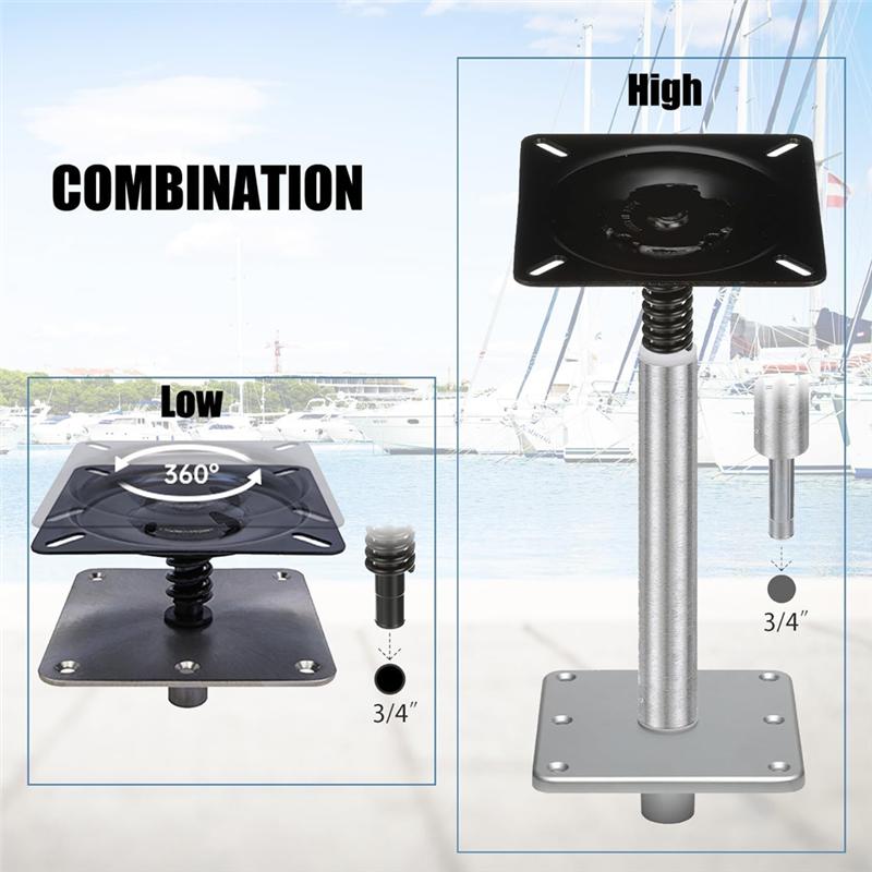 Boat Seat Pin Mount Plated, Boat Seat Pedestal Boat Seat Base Mounting Plate For 3/4Inch Boat Seat Pedestal Post чёрный