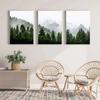 3 adet Çerçevesiz Yeşil Orman Duvar Sanatı Manzara Tuval Boyama Doğa Modern Minimalist Puslu Posteri Ev Dekor