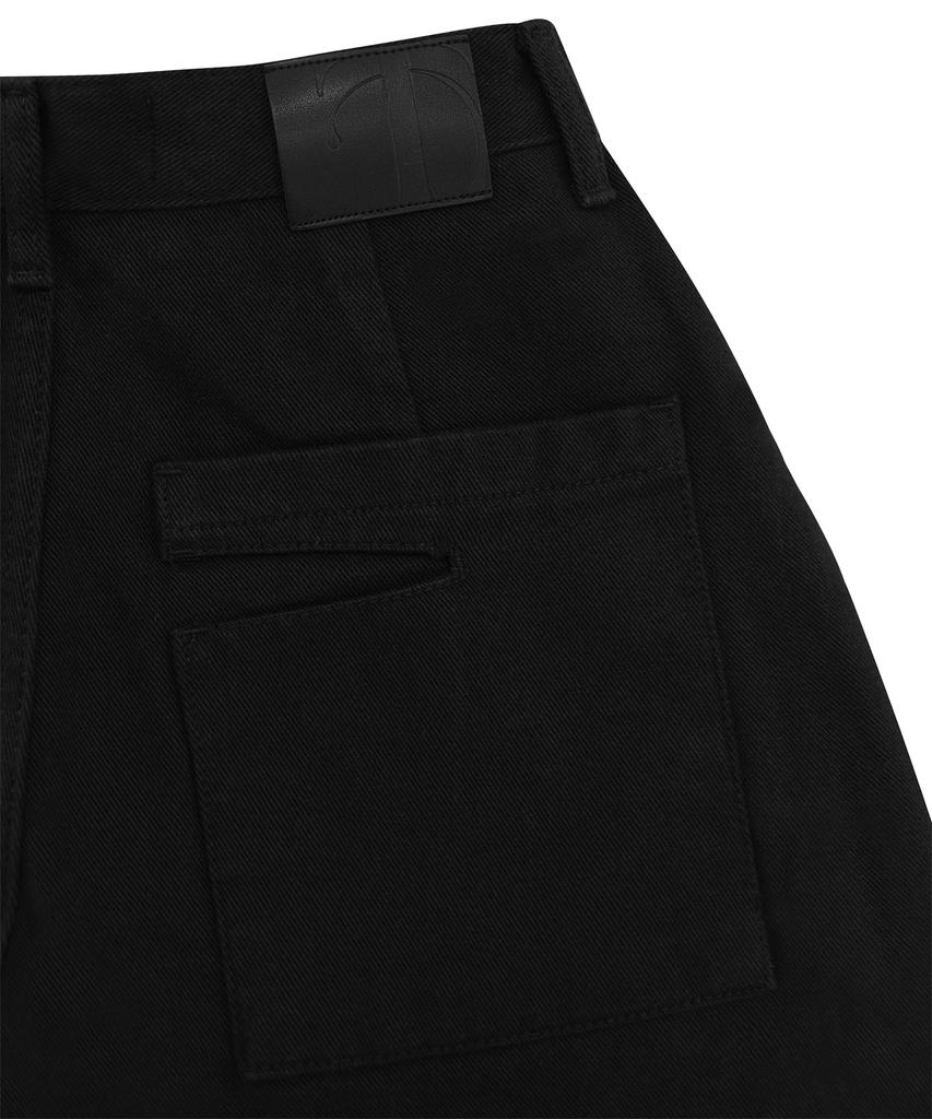 Teulimingbeodeu Knee Slit Wide Pants [ Black ]