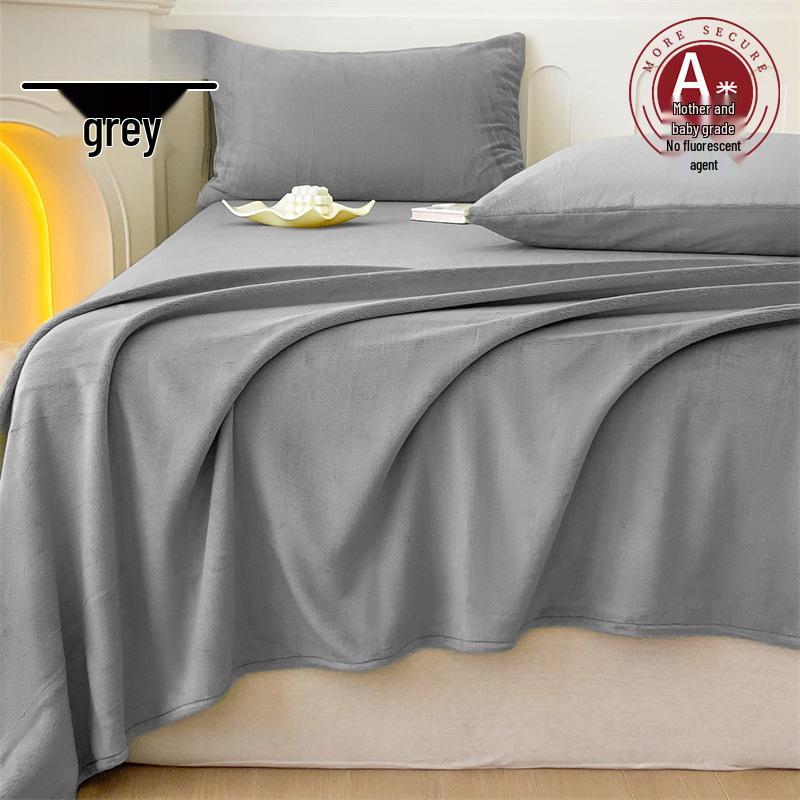 

Толстый комплект постельного белья из молочного бархата, фланели и кораллового флиса, 3 предмета - Зимнее тепло для односпальной кровати Single Sheet: 120x230cm (0.8/0.9m Student Bed)