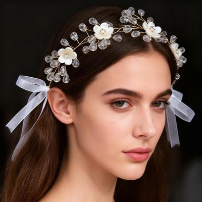 1 Piece Floral Crystal Branch Headband, Forest Fairy Style, Suitable for Bridal Look / Daily Updos / Party Wear