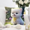 White Cat and Dog Pillowcase Dormitory Decoration Office Living Room Sofa Home Pillowcase
