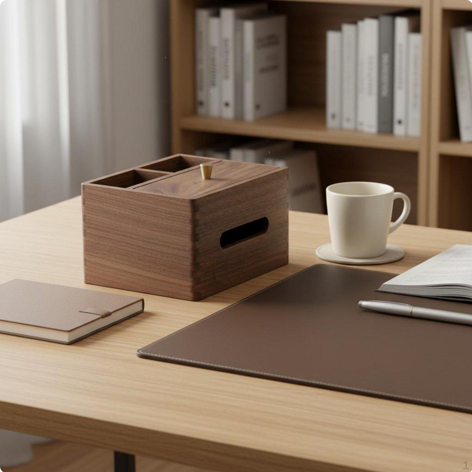 Organizer Tissue Box MultiFunctional Walnut Cover Minimalist Design Wood Napkin Holder