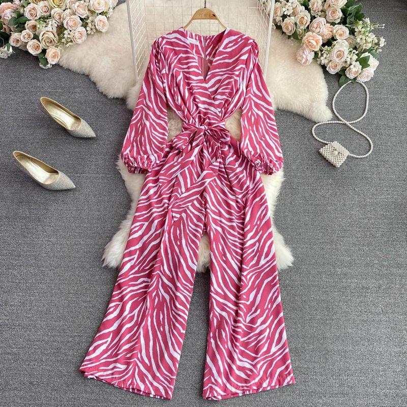 K-style Fashion V Neck High Waist Slim Looking Gingham Jumpsuit
