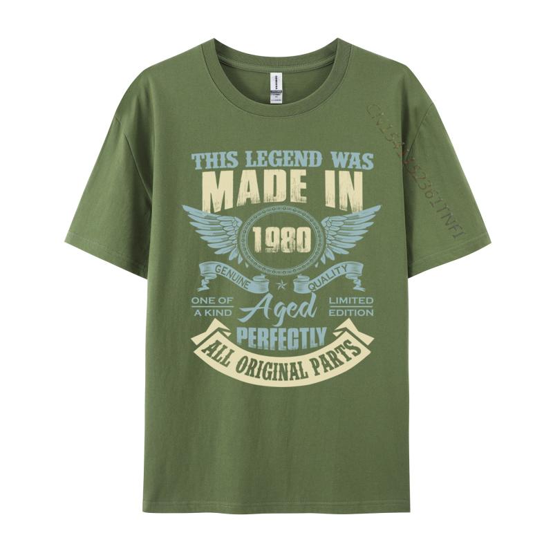 Unisexs T Shirt 43rd Birthday Legend Made In 1980 Tshirts Funny Tshirts Cotton Clothing Shirt Vintage Printed Tshirts