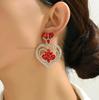 Multicolor Heart Crystal Female Charm Romantic Wedding Party Jewelry Trend Luxury Ear Accessories Unusual Dangle Drop Earrings