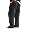 Mens Corduroy Loose Fit Trousers Straight Leg Casual Pants With Patch Pockets And Elastic Waistband For Daily Wear