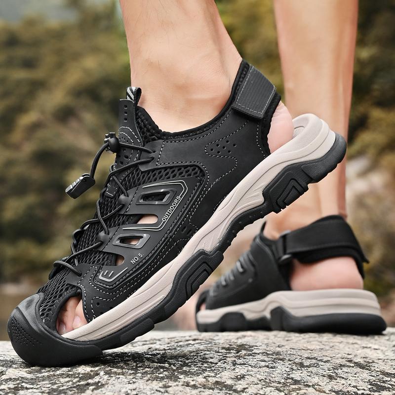 Fashion Beach Cool Man Luxury Sandals Fashion Outdoor Flats Comfortable Man Sandals Lace-Up Men Walking Shoe Hollow Out Mens Mesh Shoes