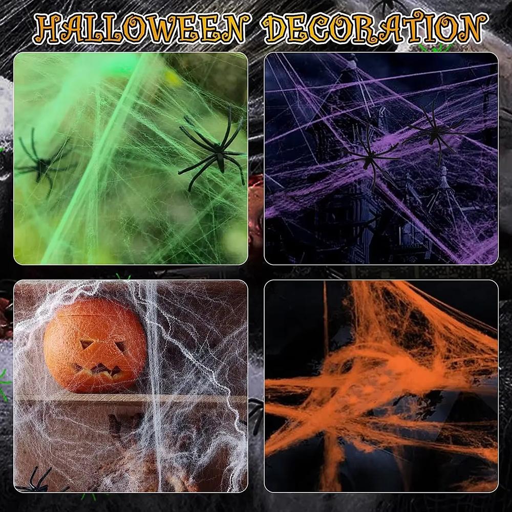 Halloween Stretchy Artificial Spider Web, White Scary Fake Cobweb, Haunted House Horror Props for Home Party Indoor Outdoor Decoration