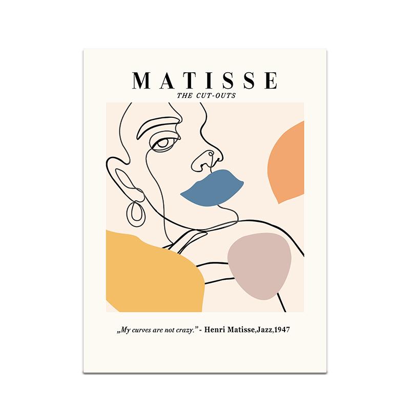 

Абстрактные линии Картина на холсте Плакат Скандинавский Матисс Настенная печать Декоративная картина девушки Современная гостиная Домашний декор Без рамы 40x60cm