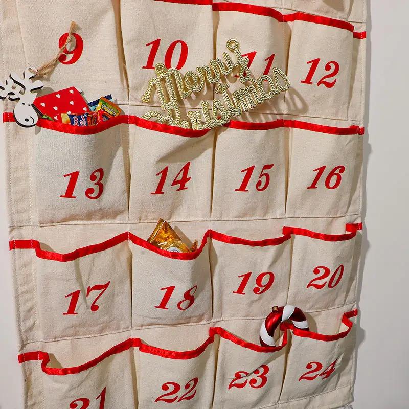 Custom Advent Calendar Hanging Fabric Calendar with Pockets Christmas Countdown for Kids Festive Home Decor Ideal Christmas Gift
