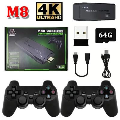 Video Game Sticks M8 Console 2.4G Dual Wireless Controller Game Stick 4K 10000 Games 64GB Retro Game For Dropshiopping Xmas Gift