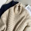 Autumn Winter Thick Turtleneck Cashmere Knitted Cardigan Women Casual Knit Loose Wool Sweater Larg Size Female Jacket Tops