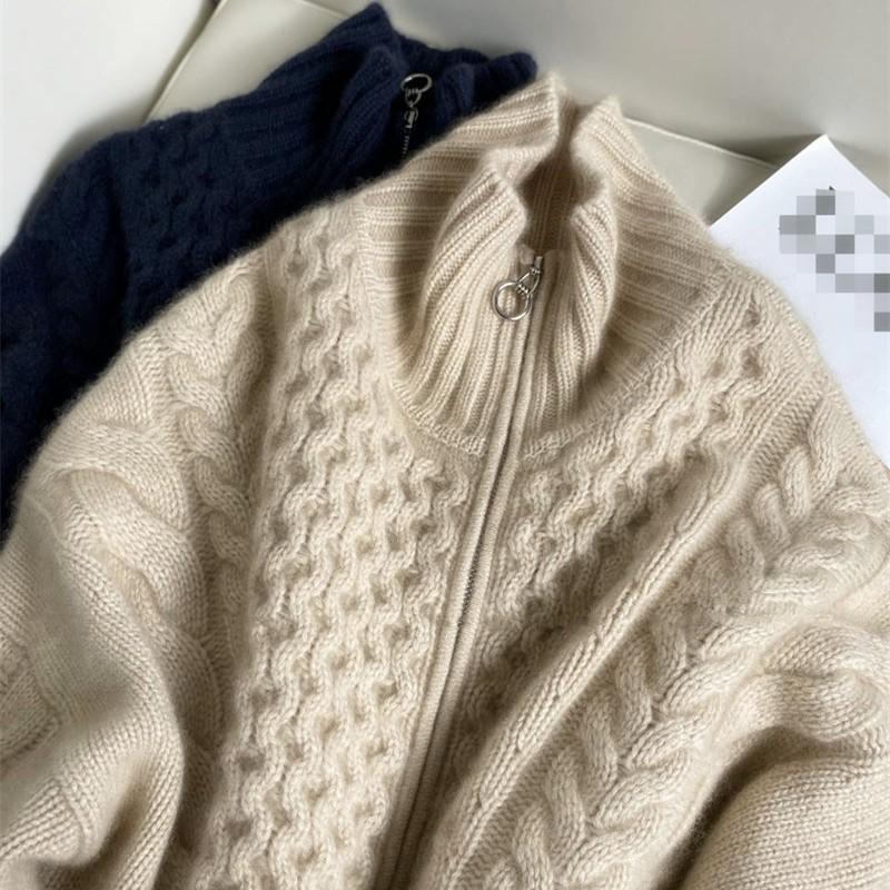 Autumn Winter Thick Turtleneck Cashmere Knitted Cardigan Women Casual Knit Loose Wool Sweater Larg Size Female Jacket Tops