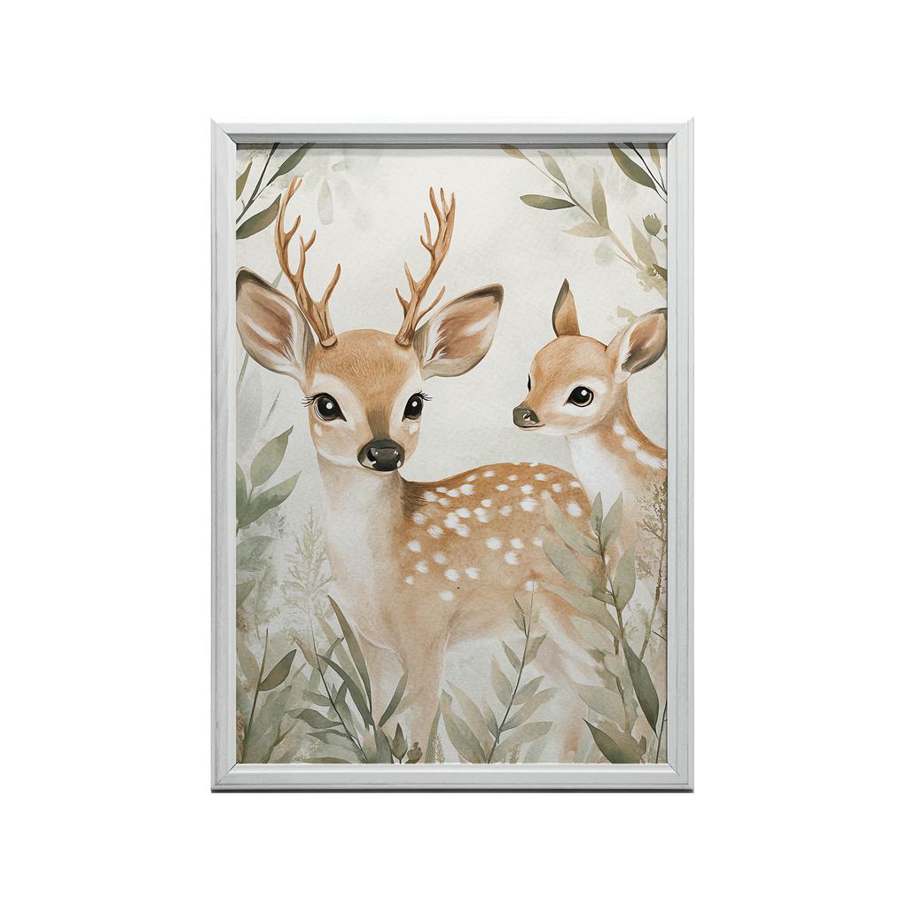 Plakat Jelonki Na Bajkowej Łące Plakat Jelonki Na Bajkowej Łące, 30X40 Cm, Rama Drewniana Jasny Dąb, Papier Matowy 230 Gsm