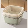 Food Grade Plastic Dual Layer Drain Basket Fine Drain Holes Kitchen Colander Set For Washing Fruits& Vegetables