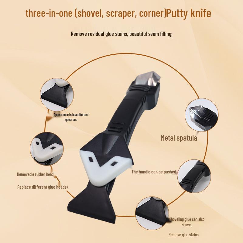 Multifunctional 3-in-1 Silicone Spatula & Degumming Tool for Seam and Corner Work