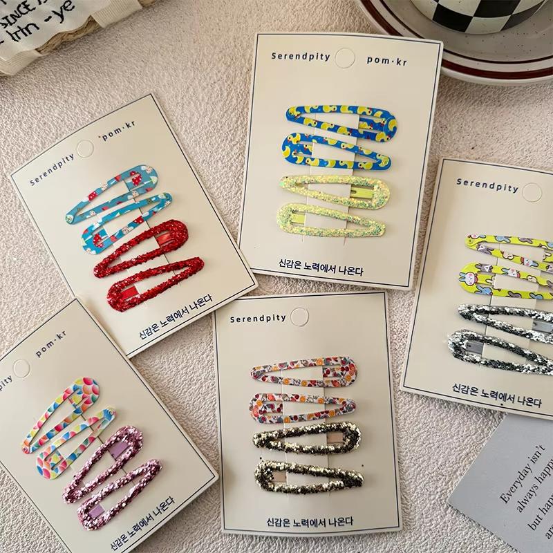 Lot de 4 barrettes d'été pour enfants, jolies pinces à cheveux à paillettes, style dessin animé, accessoires pour cheveux, couvre-chefs, Kawaii, nouvelle collection 2025