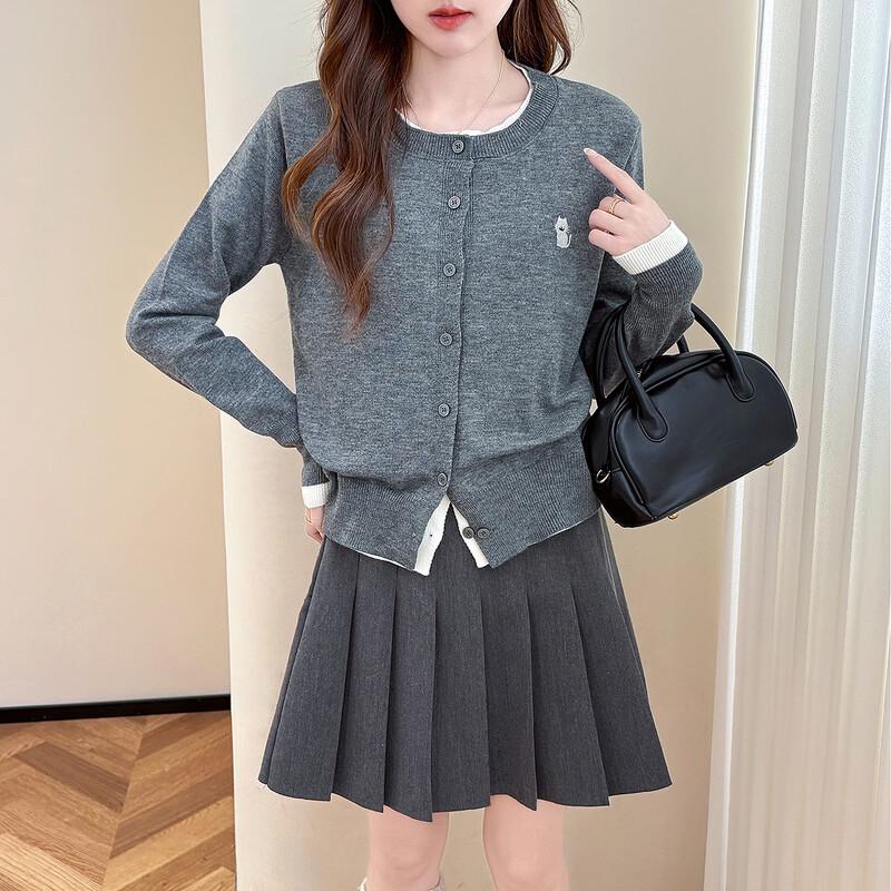 TonLion Women's Faux Two-Piece Embroidered Cardigan