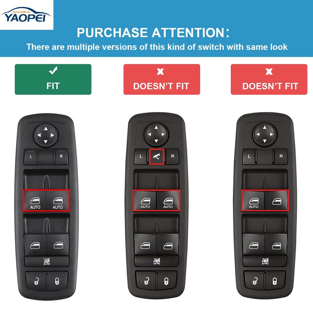 Master Power Window Switch Left Driver Side For Chrysler Town & Country 2012-2016, Dodge Grand Caravan 2012 2013 2014 2015 2016 2017 2018  For Ram