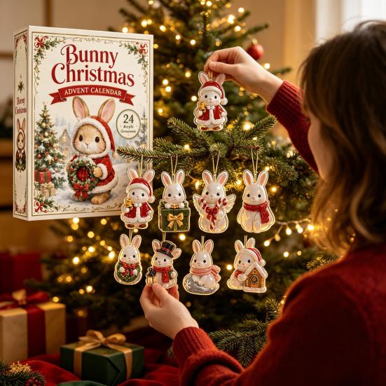 Christmas Tree Decor 24 Days Advent Calendar 2026, 2D Acrylic Reading Cats/Dogs/Forest Animals Ornament Countdown Calendar, Cute Pet Pendants for Xmas