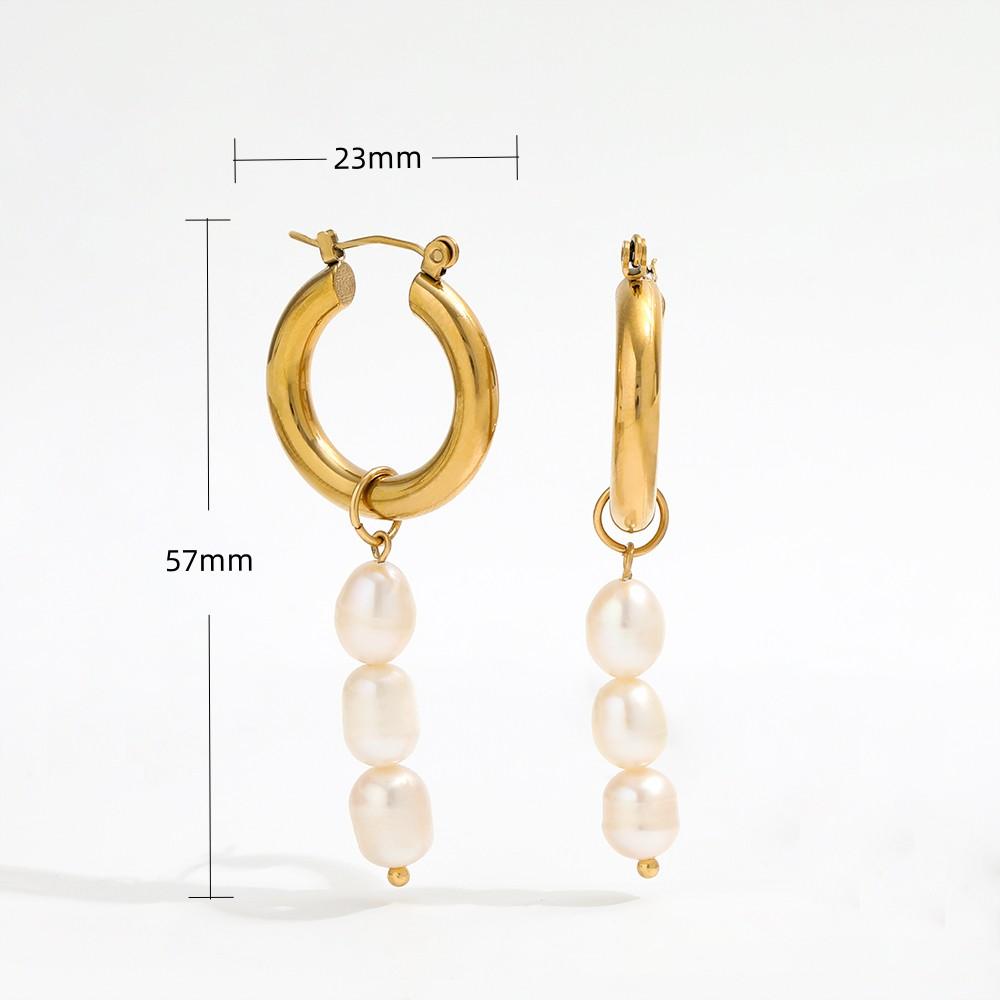 2021 Ins Hot Earring 18K PVD Gold Plated Baroque Pearl Hoop Earrings Tarnish Free Earring