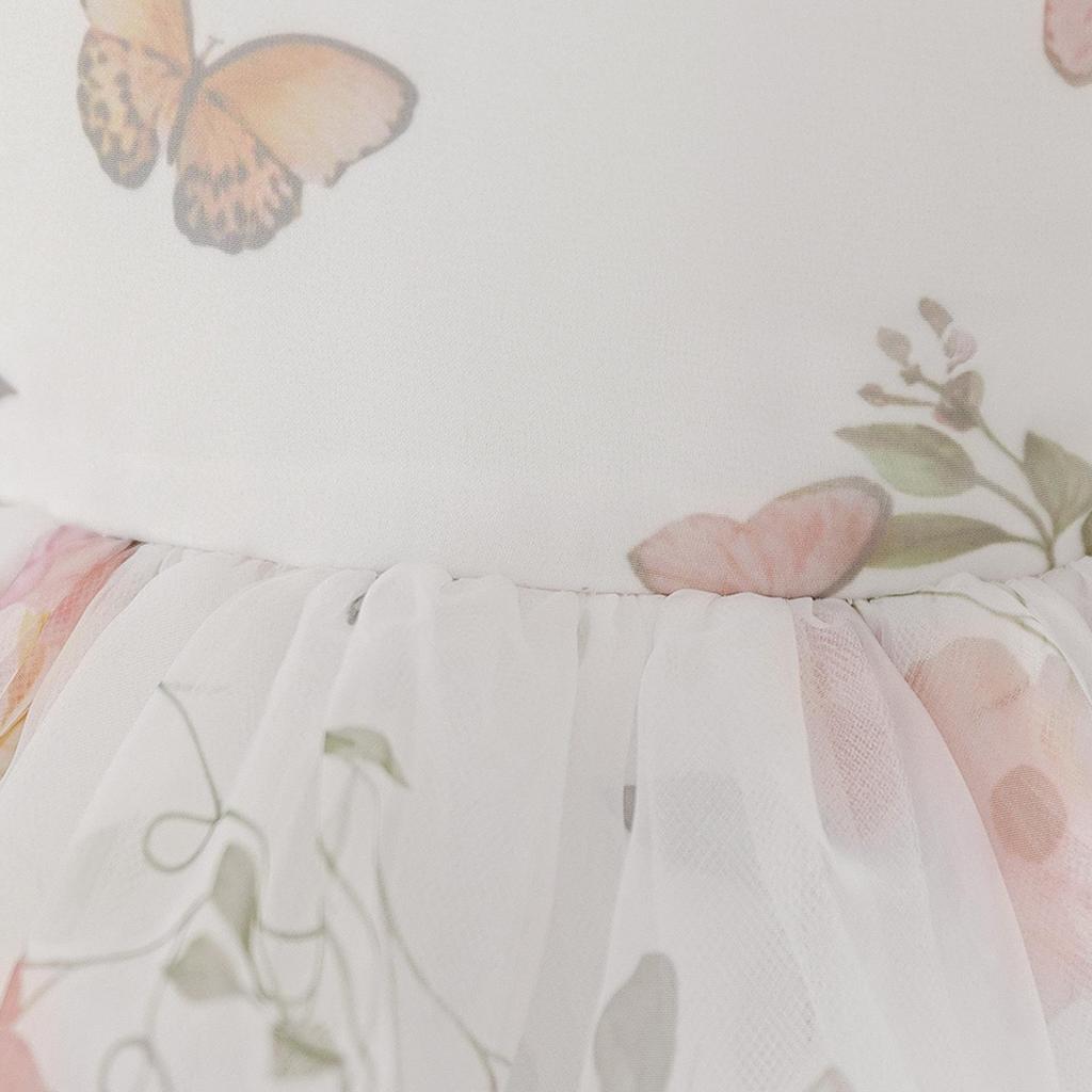 Printed Girls' Formal Floral Puff Sleeve Princess Dresses