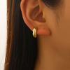 Thick Smooth Open Huggie Hoop Earrings Gold Tone Minimalist Everyday Fashion Earrings for Women