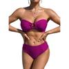New Solid Color Bandeau Drawstring Bikini - Women's Tight-Fitting Split Swimsuit