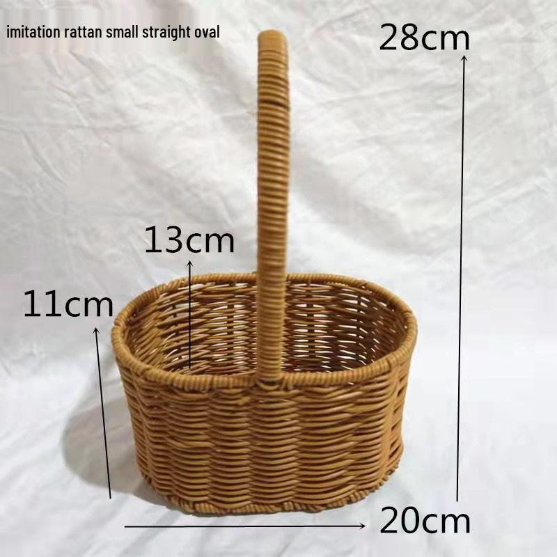 Pastoral Style Round Rattan Imitation Flower Basket - Decorative Handheld Barrel for Flower Arrangements and Gifts