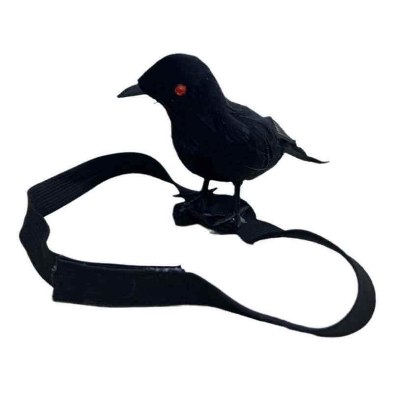 Halloween Simulation Crow Shoulder Crow with Elastic Band Dance Cosplay Costume Accessories Crow Props Holiday Ornaments
