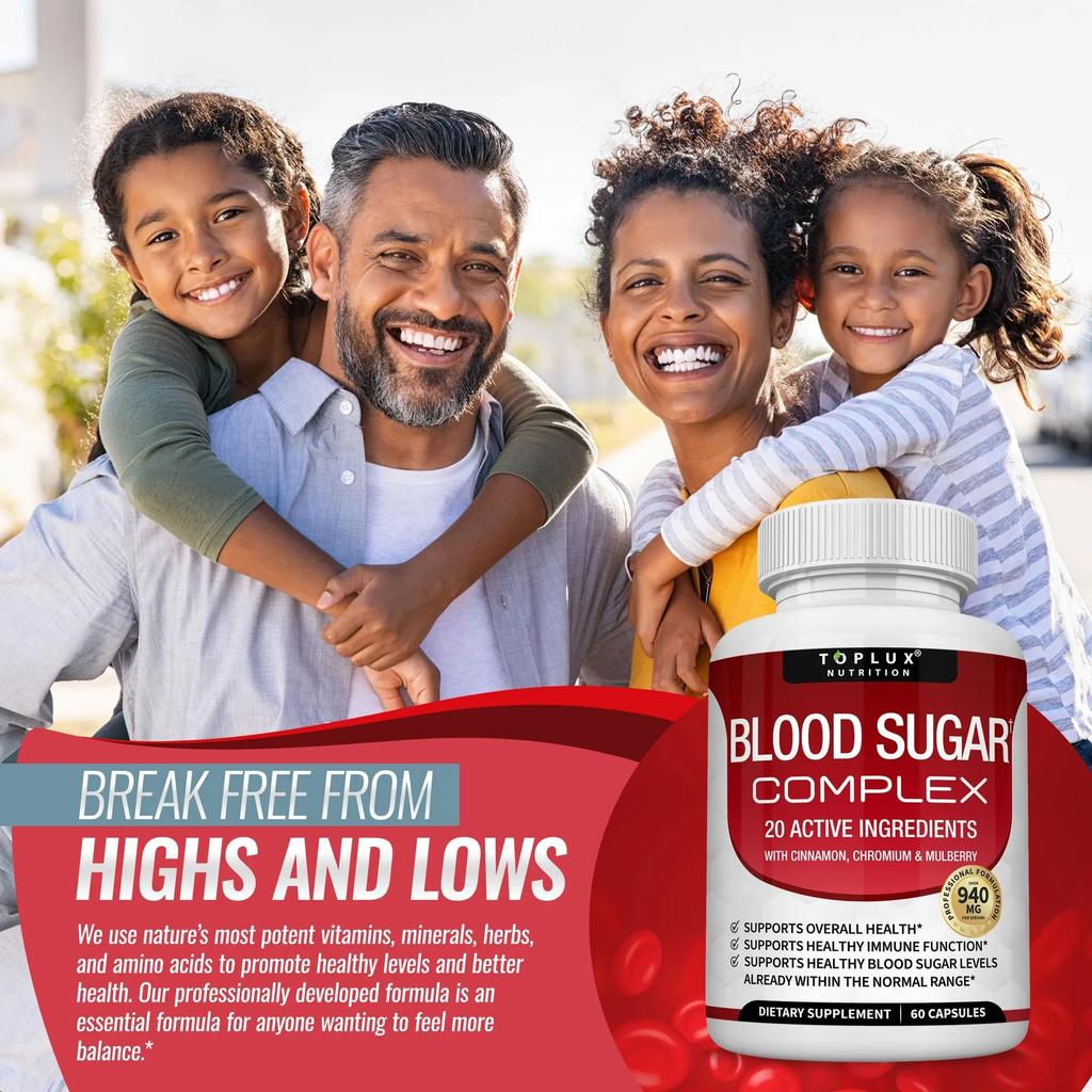 Blood Sugar Complex Supplement - Supports Healthy Blood Sugar Levels Already Within Normal Range All Natural , Non-GMO, 60 Capsules