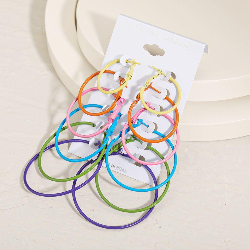 6Pairs/Set Unisex Fashion Party Hoop Earrings Set Dangle Ear Stud Jewelry Piercing
