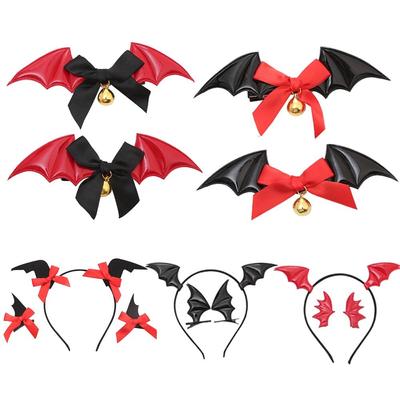 Bat Wings Shape Hair Clip Hoop Set Costume Hair Hoops Cute Devil Ears Hairband  Haunted House Party
