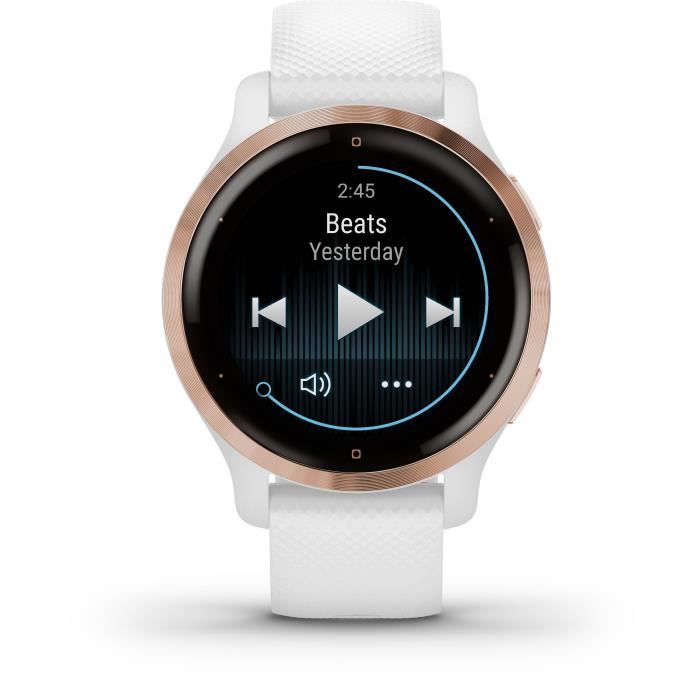 GARMIN Venu 2S - Montre Connectée GPS - Rose Gold - Bracelet Blanc