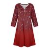 Women's Summer Dress Loose V Neck Three-quarter Sleeve Sundress With Pockets Dress