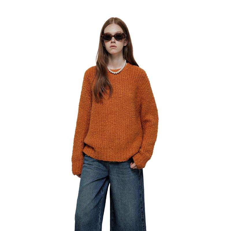 

GREEN BELT French Retro Wool Blend Round Neck Sweater S