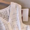 DIMANAF 2025 New Short Vest T-Shirt Women Sleeveless Buttons Knitting Lace Vest V-Neck Summer Style Basic Tops Tees Loose Clothing