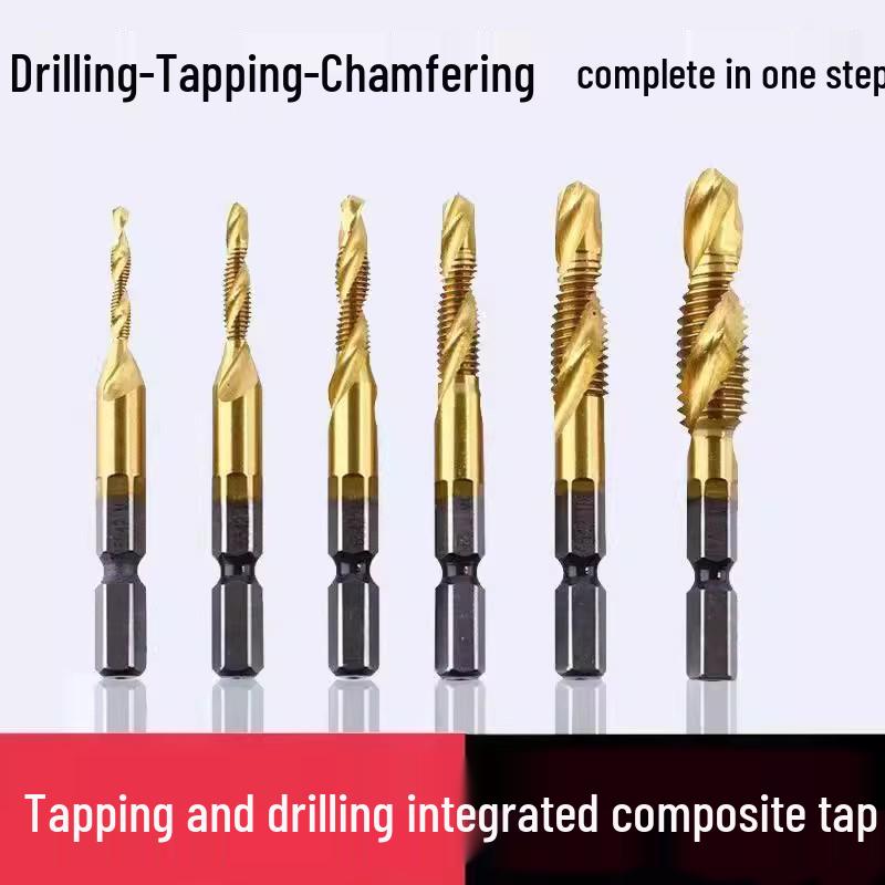 Jiudingxin HSS Hex Shank 3-in-1 Drill Tap Bits