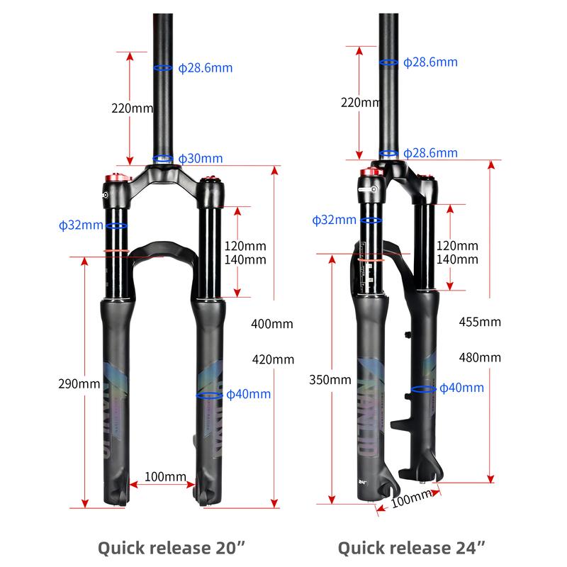 NANLIO 20in 24in Mountain Bike Fork Student Bicycle Air Suspension Barrel Shaft Rear Corolla Structure Design Frame Accessories